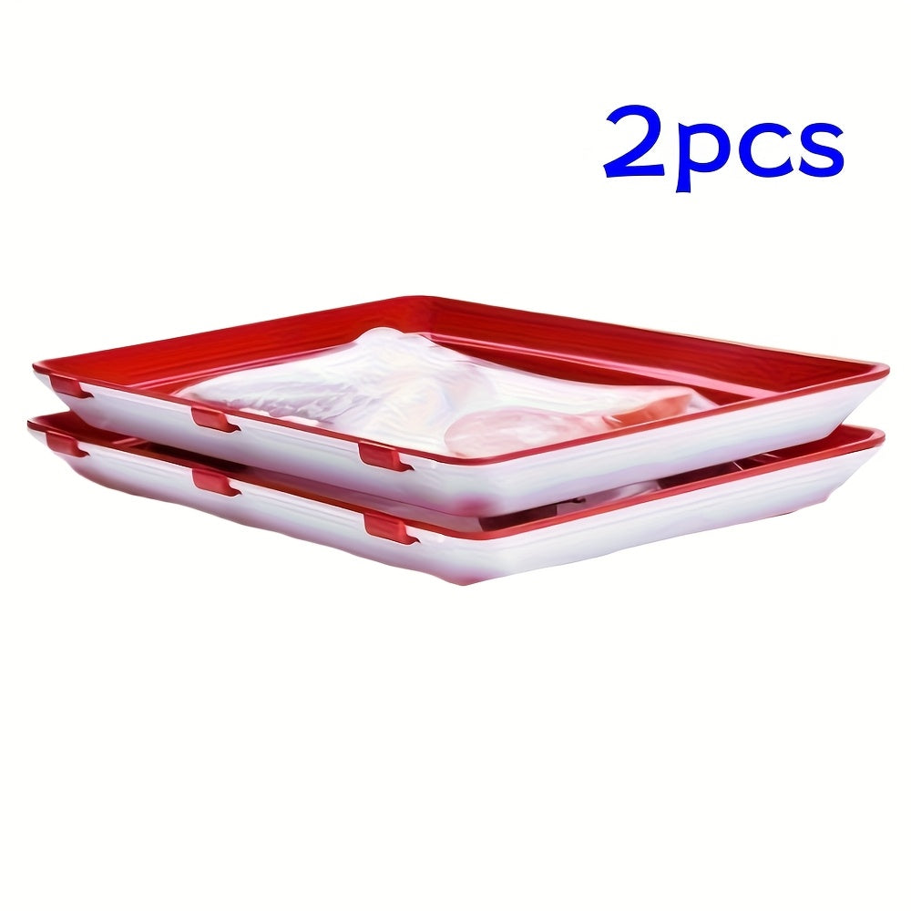 2 Pack Reusable Food Storage Trays, Durable Plastic, Suitable for Kitchen Organization and Restaurant Use, Refrigerator Replacement Storage Boxes, No Batteries Required