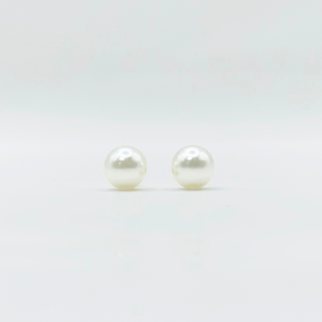 10 mm White Pearl With Post Earring | Stainless Steel | Gold Plated