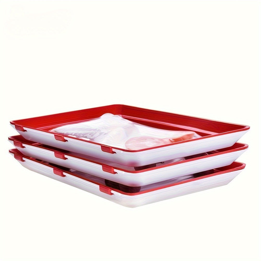 2 Pack Reusable Food Storage Trays, Durable Plastic, Suitable for Kitchen Organization and Restaurant Use, Refrigerator Replacement Storage Boxes, No Batteries Required