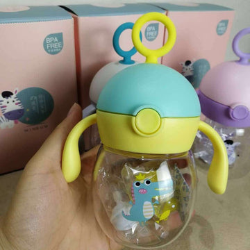 499 Spring and Summer Tritan Material Infant High-End Cup Antenna Baby Straw Cup Learn To Drink Cup Anti-Fall