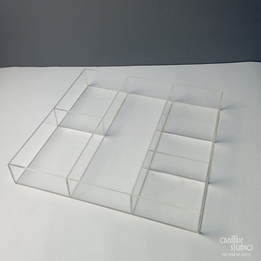 Acrylic Drawer Organizer, 6 Section Clear Makeup Tray Organizer for Drawer Office Bedroom