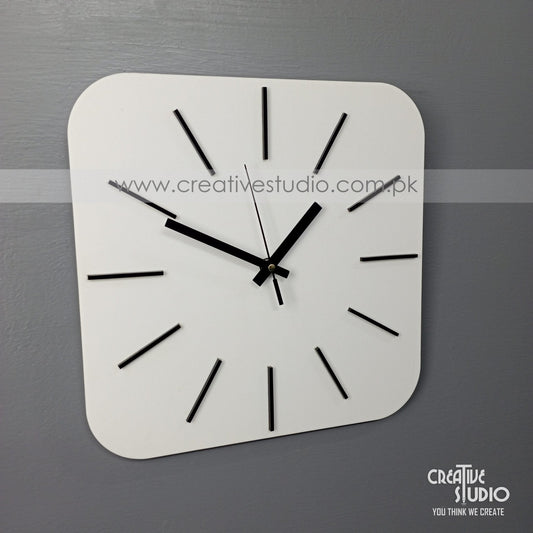 Acrylic Wall Clock White & Black Clock Square Shape