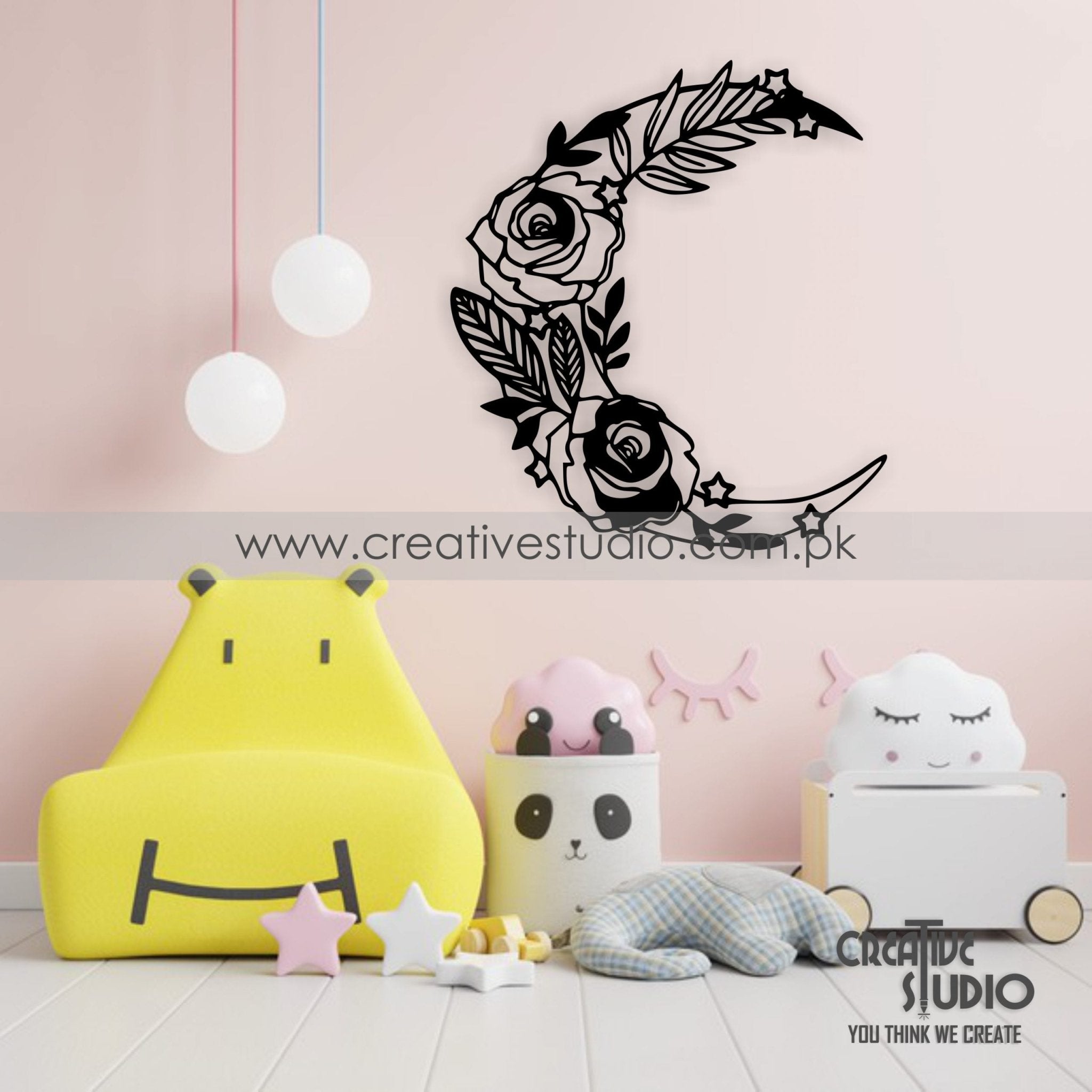 Flowers Moon Acrylic Wall Art