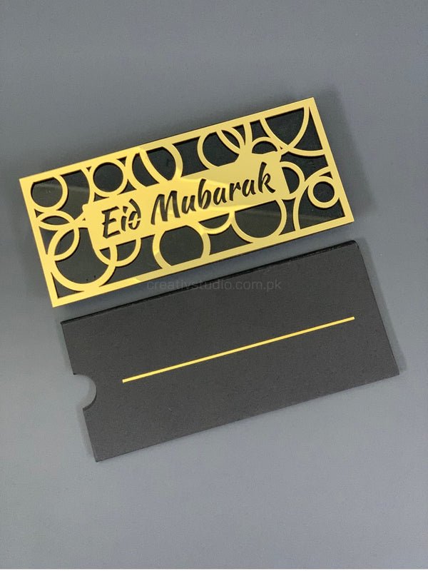 Golden Mirror Acrylic Eid Mubarak Envelope – Elevate Your Gift-Giving Experience ©