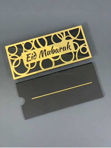 Golden Mirror Acrylic Eid Mubarak Envelope – Elevate Your Gift-Giving Experience ©