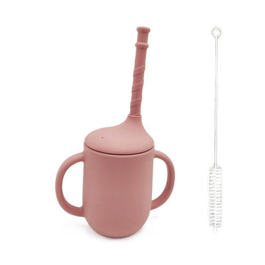 New Product Silicone Baby Drinking Cup With Straw Leak-Proof And Drop-Proof