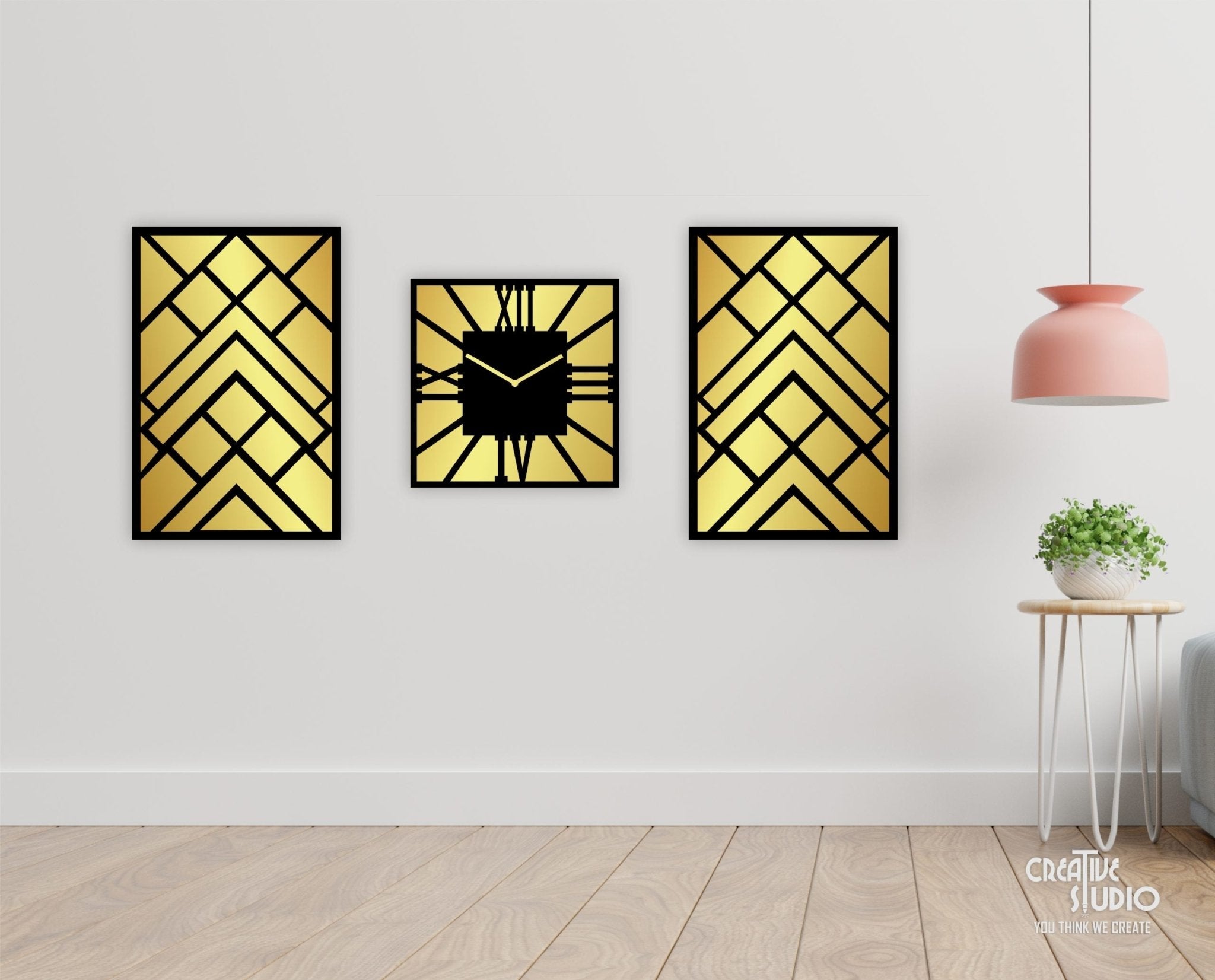 Reflective Timepiece: Gold Tone Mirror Wall Clock ©