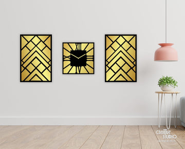 Reflective Timepiece: Gold Tone Mirror Wall Clock ©